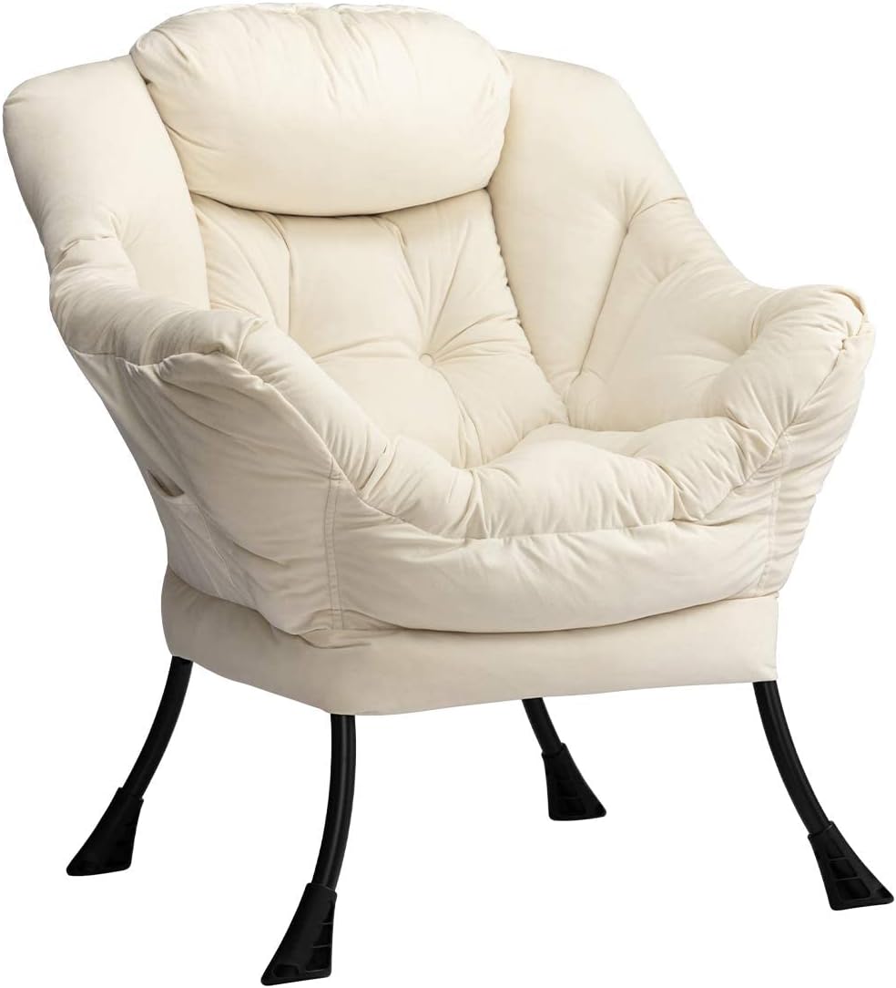 HollyHOME Poltrona, Relax Poltrona con Braccioli e Divano Pocket, Tessuto in Velluto, Leisure Sofa con Tessuto Moderno e Struttura in Acciaio, Blu Scuro