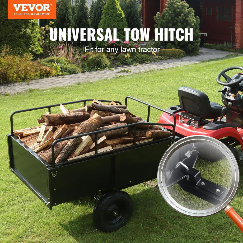 VEVOR Dump Trailer Load Capacity 340kg Heavy Duty Garden Utility Trailer with Removable Sides 0.4m³ Dump Transport Cart for Tractor, Lawn Mower, ATV, 200x66x76cm