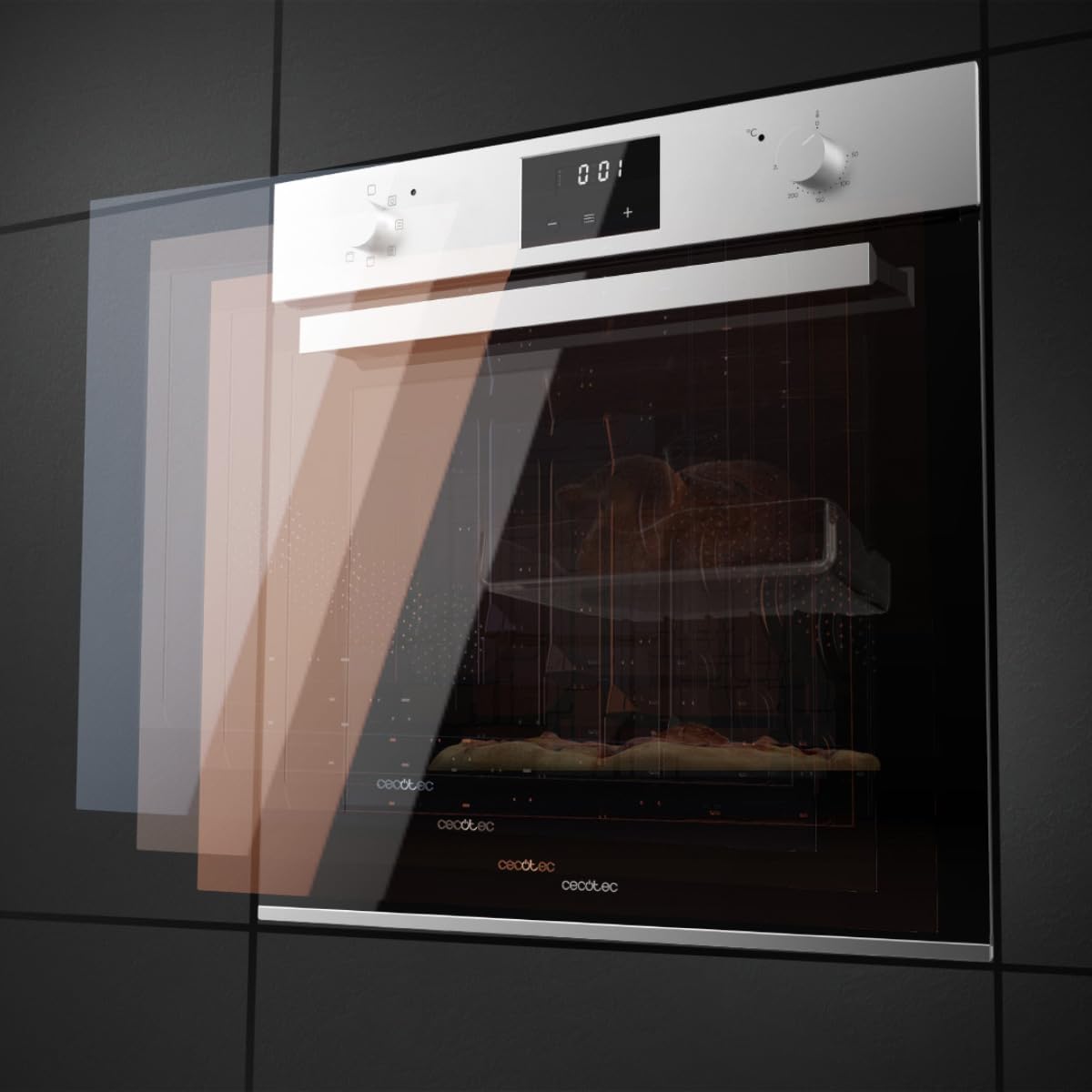 Cecotec Horno Integrable Multifunción 70L Bolero Hexa M226001 Line A. 2800W, 7 Funciones, Display, Steam Base XXL, Steam Assist, Steam EasyClean, Cooling Fan, Modo Eco, Modo Convección, Modo Grill