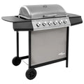2026 Barbacoa de gas con 6 fogones negro y plateado V0288