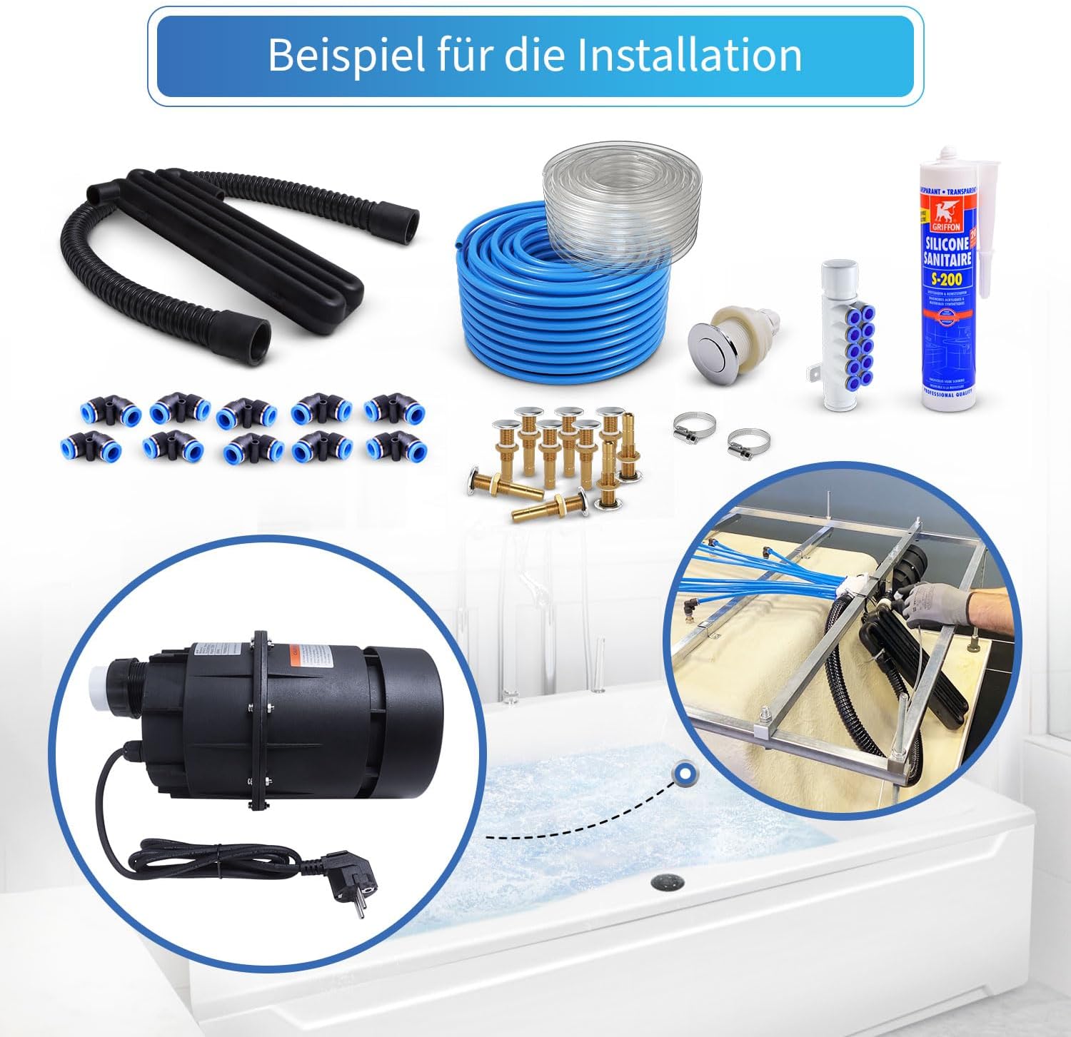 AQUADE Soplador de aire para jacuzzi, 700 W, 276 x 168 x 177 mm