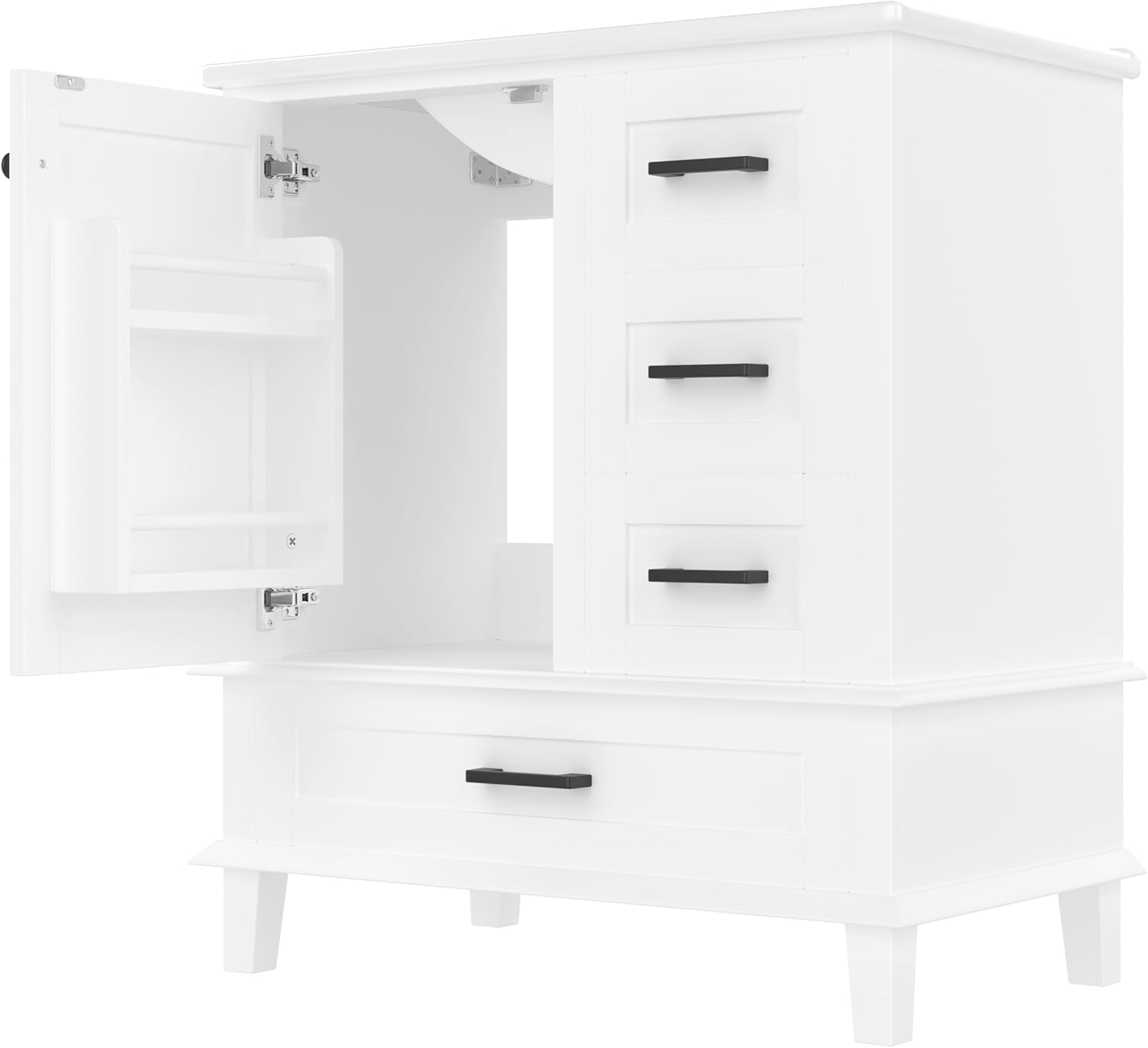Moimhear Mueble de baño de pie, lavabo, lacado completo, tres cajones silenciosos, lavabo de cerámica integrado (blanco, 76 x 46 x 83,5 cm)