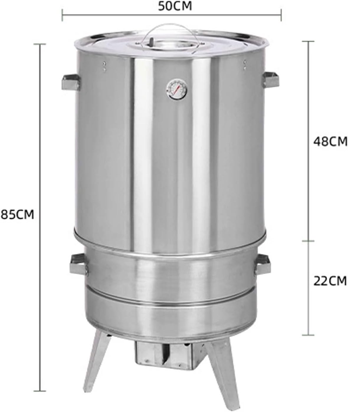 Ahumador Barril Asador De Carne Material De Acero Inoxidable Asador De 360° Incluye Termómetro Y Recipiente para Cenizas 50 Cm De Diámetro Parrillero