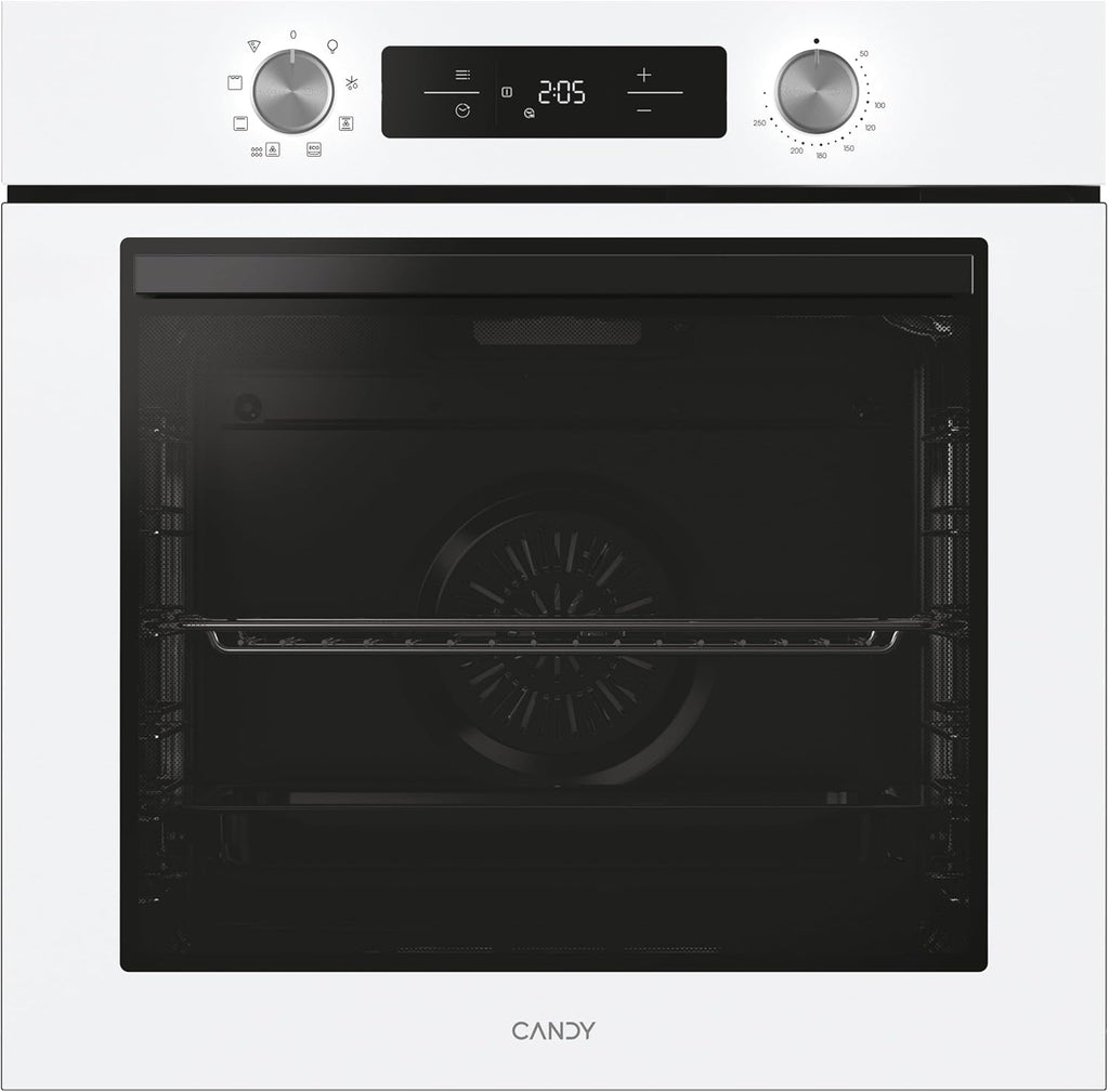 Candy Bake 600 CA6 N3T1HTW Horno Multifunción, 78L, Recetas a través de app hOn, 1 Bandeja y 1 Rejilla, Limpieza Hidrolítica, Convección + Ventilador, 9 Funciones, Ready UX, Blanco