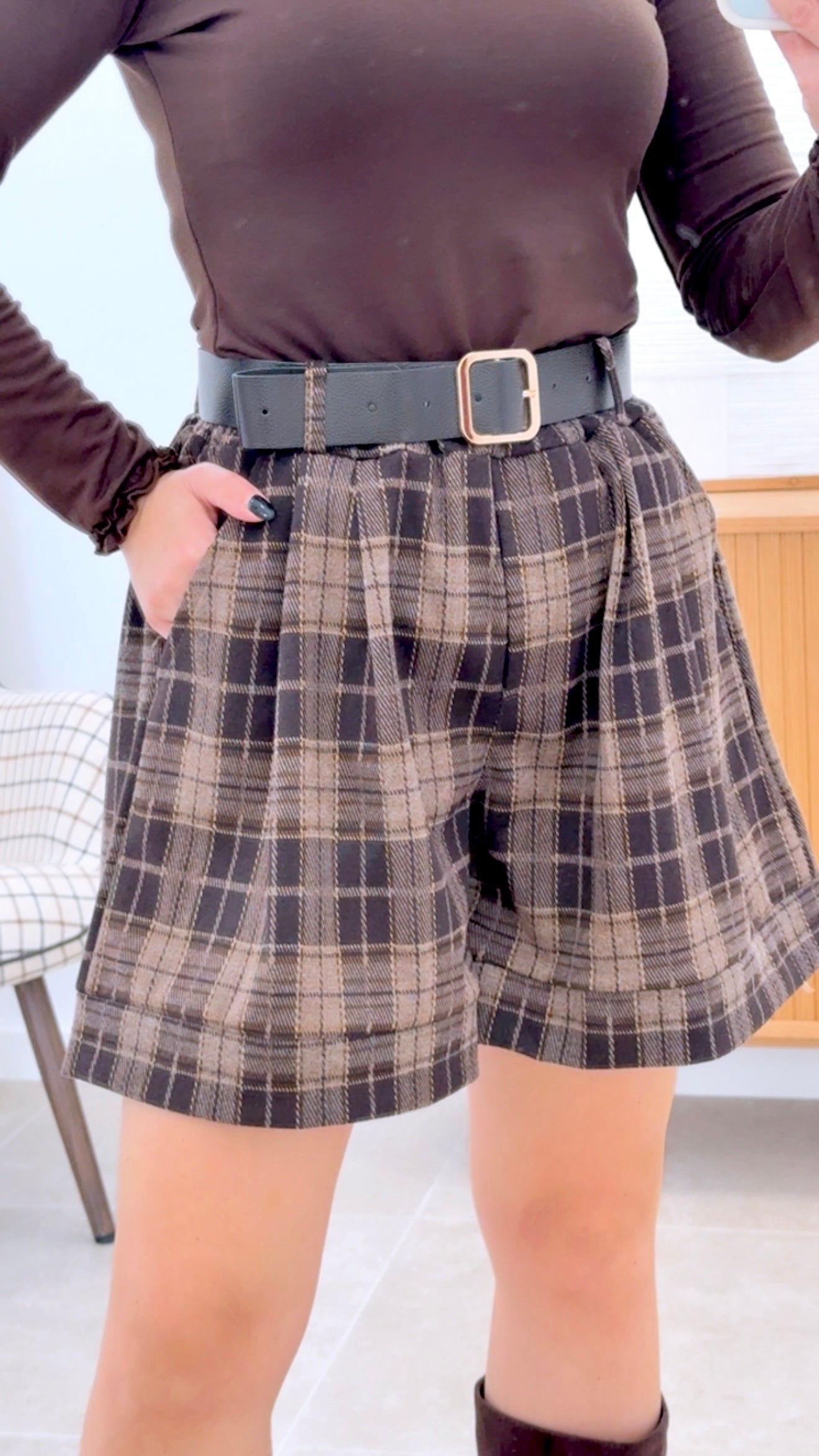 SHORT CUADROS + CINTUR¨®N