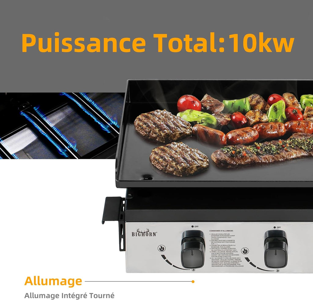 BIGHORN Plancha Grill - Barbacoa de gas – Tabletop – Portátil – 4 Quemadores