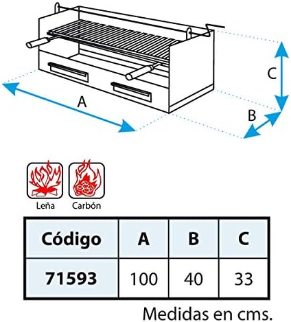 Imex El Zorro 71593 - Cajón Barbacoa-Elevador-Parrilla INOX 100x40x32 cms.