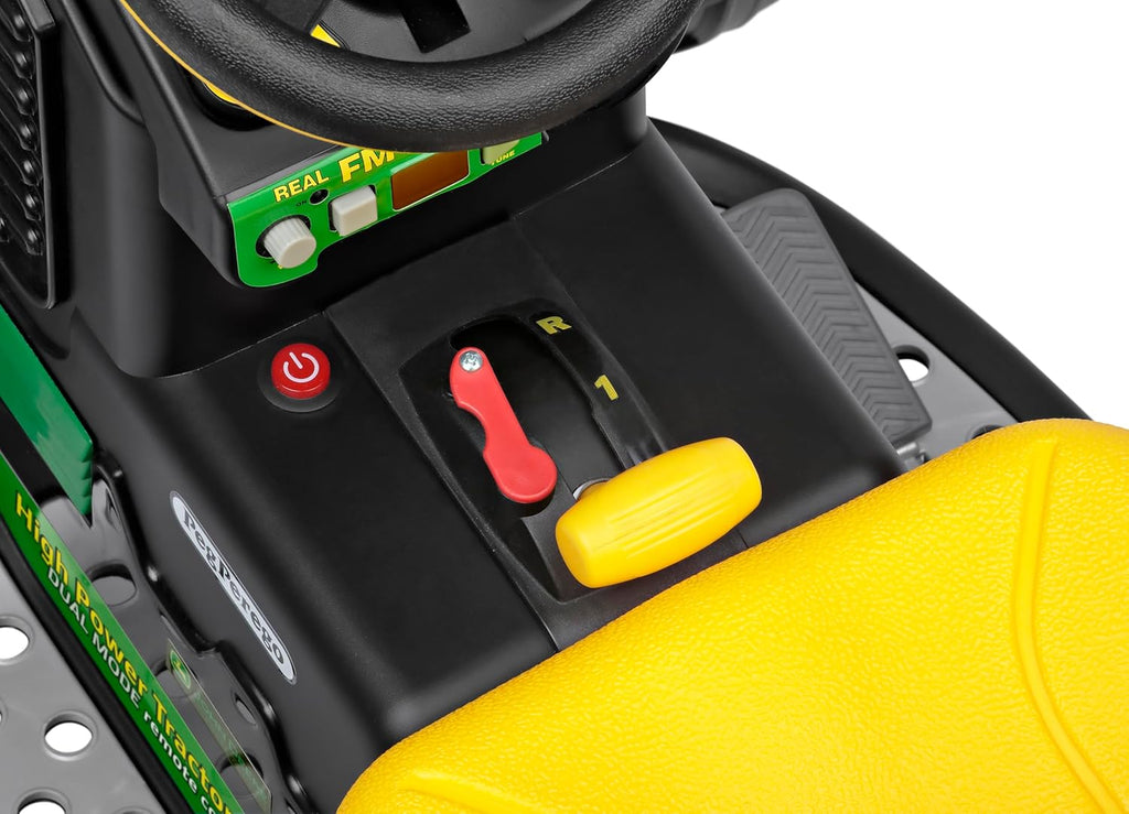 Peg Perego John Deere RC Tractor - Tractor eléctrico corredizo y teledirigido para niños, 12 V, con remolque, mando a distancia, 2 ruedas motrices, radio FM, 1 año