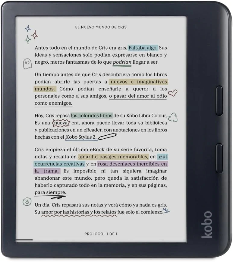 Kobo Libra Colour eReader | 7" E Ink Kaleido™ 3 Display | Adjustable Color Temperature and Brightness | Blue Light Reduction | eBooks and AudioBooks | 32GB Memory | Water Resistant | White