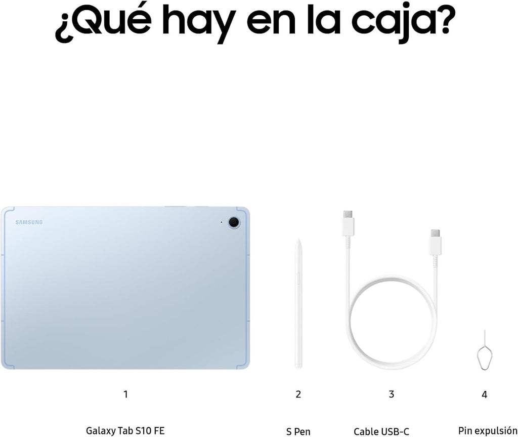 Galaxy Tab S10 FE 256GB, Tablet Android + S Pen, Galaxy AI, 8GB RAM, Pantalla de 10,9", Batería de Larga Duración, Azul, Garantía del Fabricante 3 Años + 1 Año Extra
