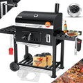 KESSER® Charcoal Grill with Grill Cart with Lid, Wheels, Stainless Steel Handle | Barbecue and Thermometer Charcoal Large BBQ Grill Camping Terrace Garden XXL Black