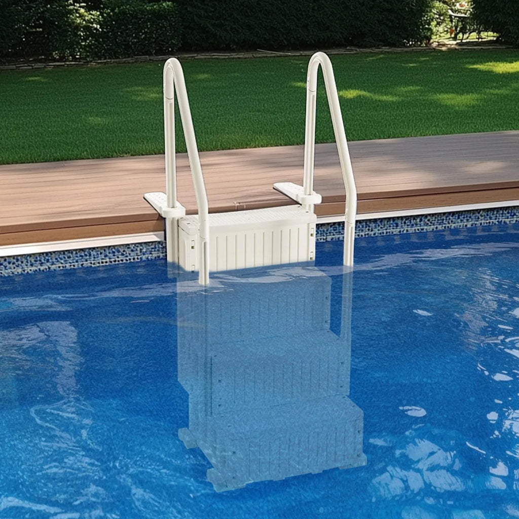 VEVOR Pool Ladder 4 Steps with Double Handrails and Non-Slip Heavy Duty Steps, Load 400 lbs for Inground and Above Ground Pools, Milk White, 874 x 810 x 1985 mm