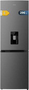 Cecotec Frigorífico Combi 2 Puertas con dispensador de agua Bolero CoolMarket Combi 296 DF WD Dark E. 296L, 60cm de ancho, Funciones FastCooling, FastFreezing y DeFrost, LED interior, Dark Inox