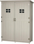 Outsunny Cobertizo de Madera Caseta Exterior Armario Herramientas de Jardinería Doble Puertas Techo Impermeable Compartimientos de Diferentes Tamaños 127.5x50x164cm Madera Maciza