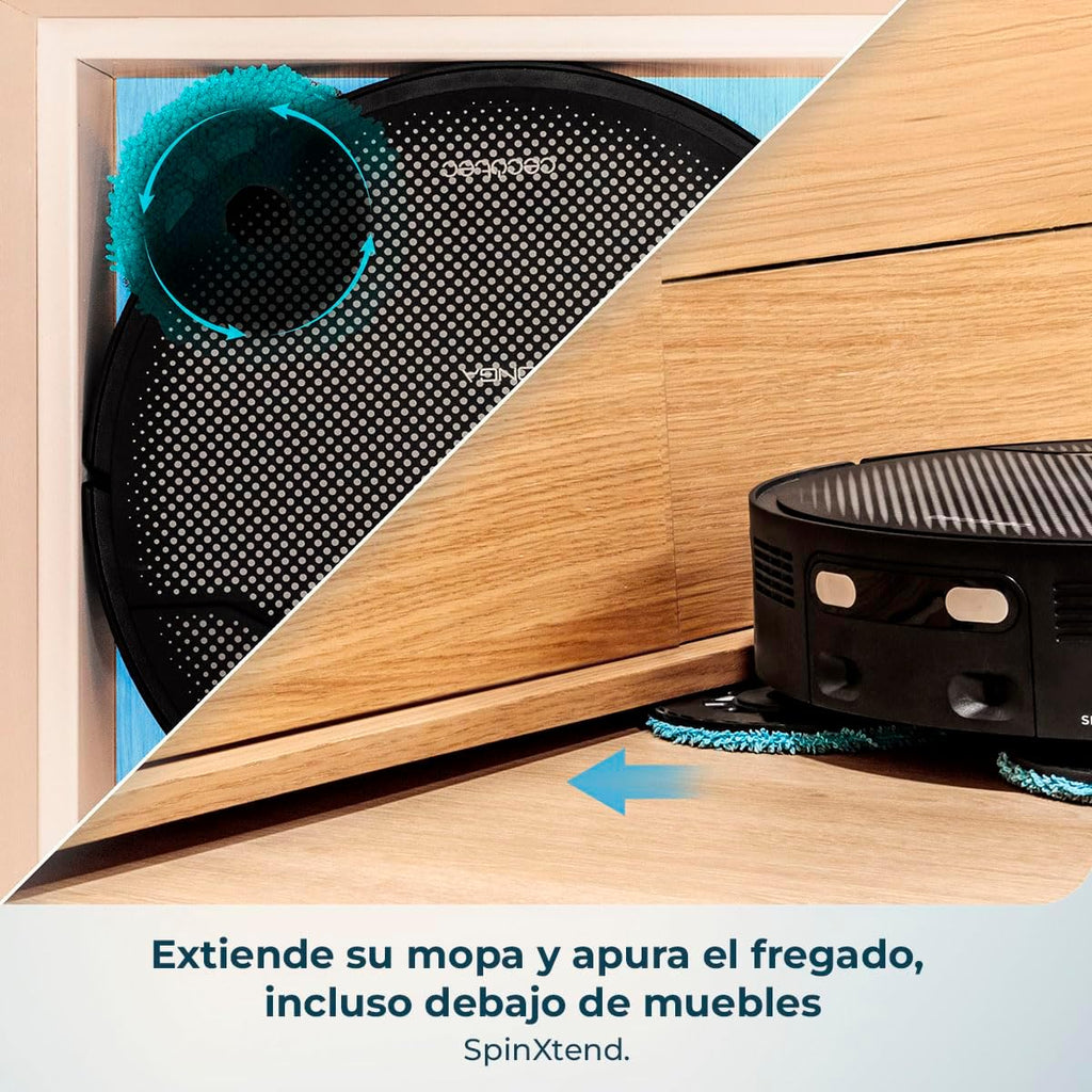 Cecotec Robot Aspirador y Friegasuelos con IA y Base Autovaciado Conga X70. Motor de Succión 15000Pa, Base 4 en 1, Tecnología Láser, Mopas Giratorias, Cepillo Lateral, App y Bluetooth