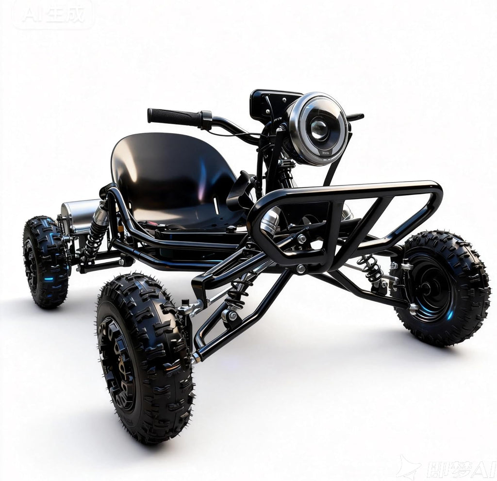 Kart Eléctrico 48V para Adultos y Niños - Motor 2000W (12-37 mph), Llantas Todo Terreno 6'', Batería 10.4Ah (Autonomía 12+ Millas), Capacidad 200 kg, 3 Modos de Velocidad, Luces LED