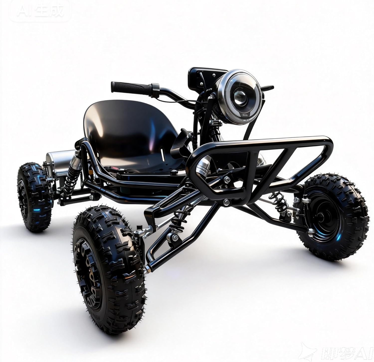 Kart Eléctrico 48V para Adultos y Niños - Motor 2000W (12-37 mph), Llantas Todo Terreno 6'', Batería 10.4Ah (Autonomía 12+ Millas), Capacidad 200 kg, 3 Modos de Velocidad, Luces LED