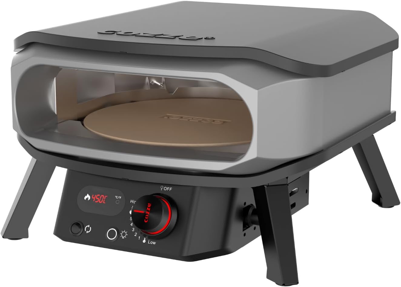 Cozze® horno para pizza PREMIUM ROTATE de gas – 13” – 30 mbar – horno rotativo de acero inoxidable con piedra de cordierita Ø34,5 cm – cocción rápida y uniforme