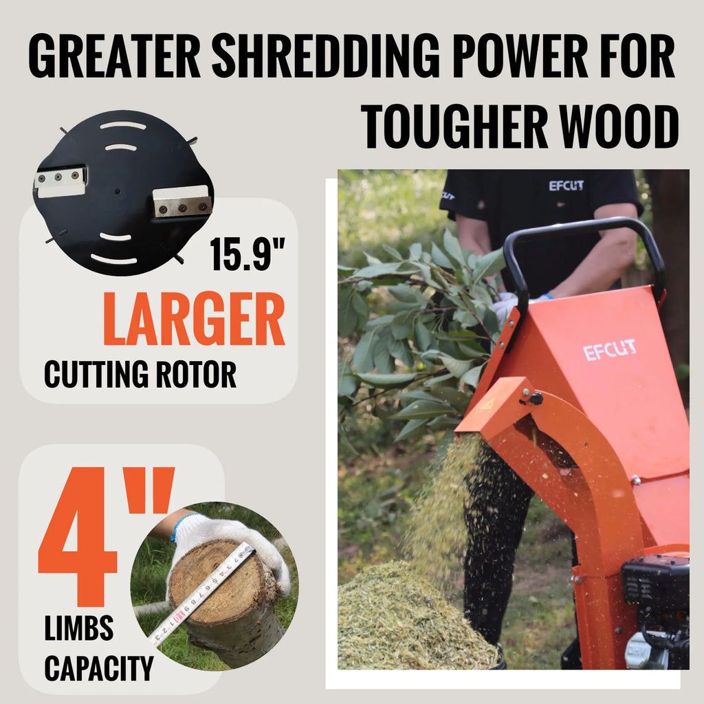 2026 Trituradora de Madera EFCUT C40 – Capacidad de 10 cm – Motor 9HP 274cc – Astilladora Térmica de Alto Rendimiento