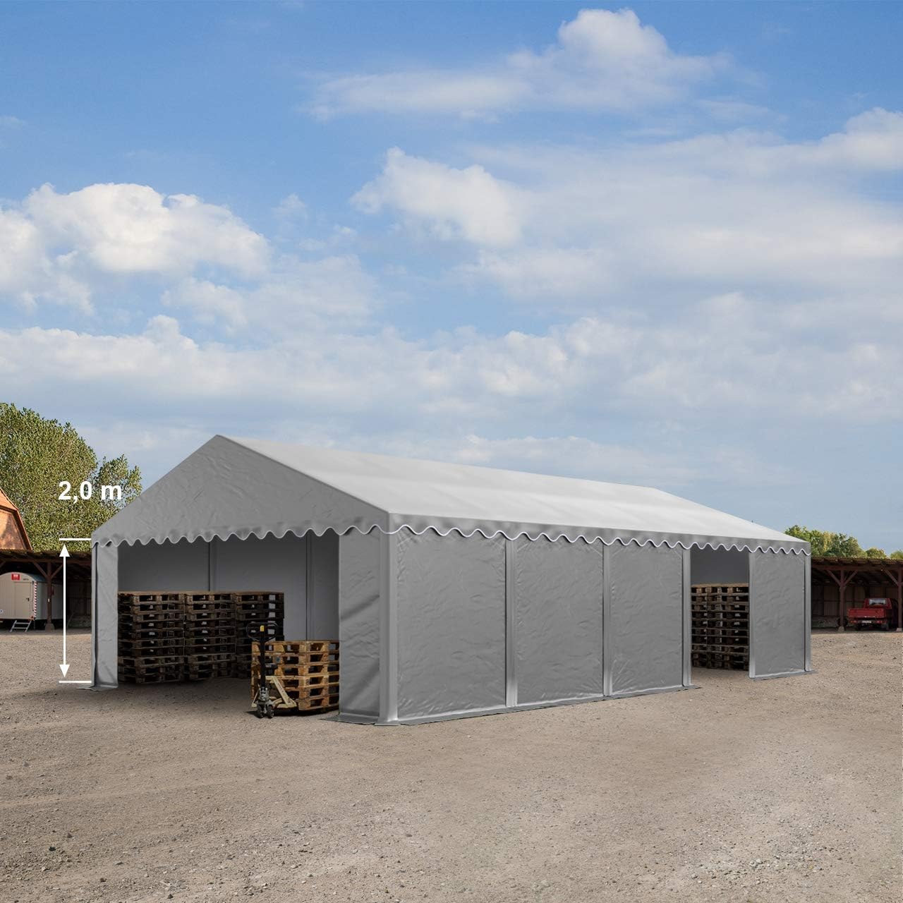 TOOLPORT Carpa almacén 5x10 m PVC 750 N Impermeable Gris Carpa de Almacenamiento con Base Reforzada