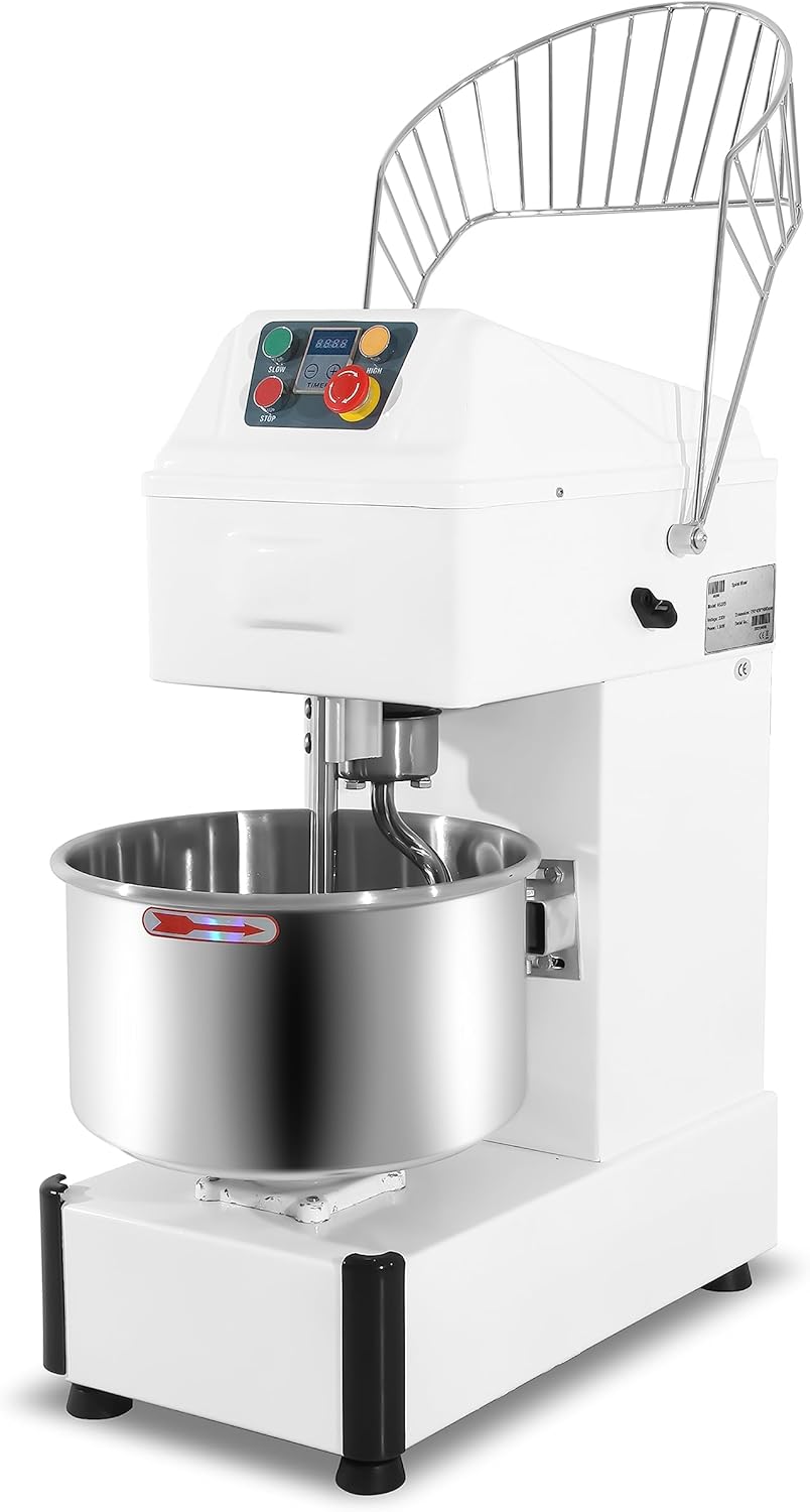 MBH - Amasadora industrial de 20 litros para panadería, pastelería y hostelería. Batidora amasadora espiral profesional para hacer masa de pan y pizza.