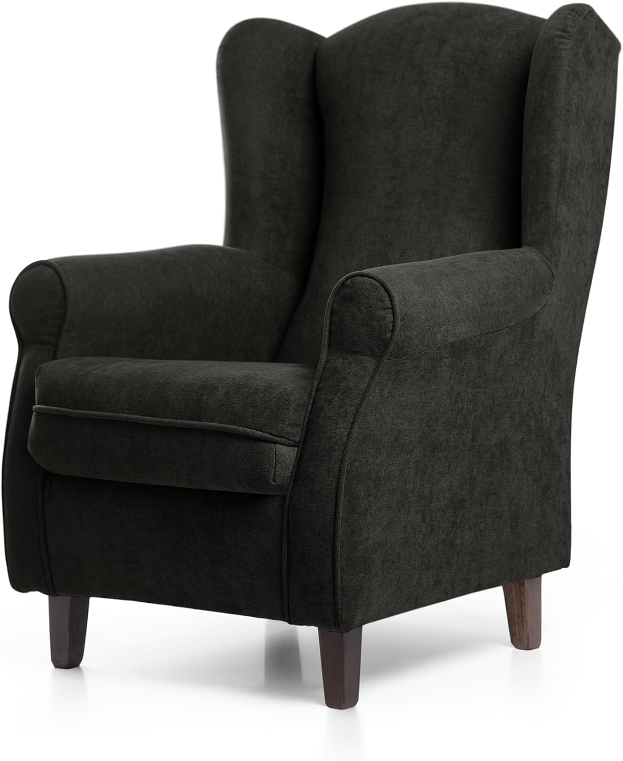 SUENOSZZZ-ESPECIALISTAS DEL DESCANSO SUEÑOS ZZZ - Sillón Irene, sillón orejero de Lactancia tapizado en Tela Anti Manchas Color Marrón, sillón butaca para Dormitorio, salón o habitación de bebé