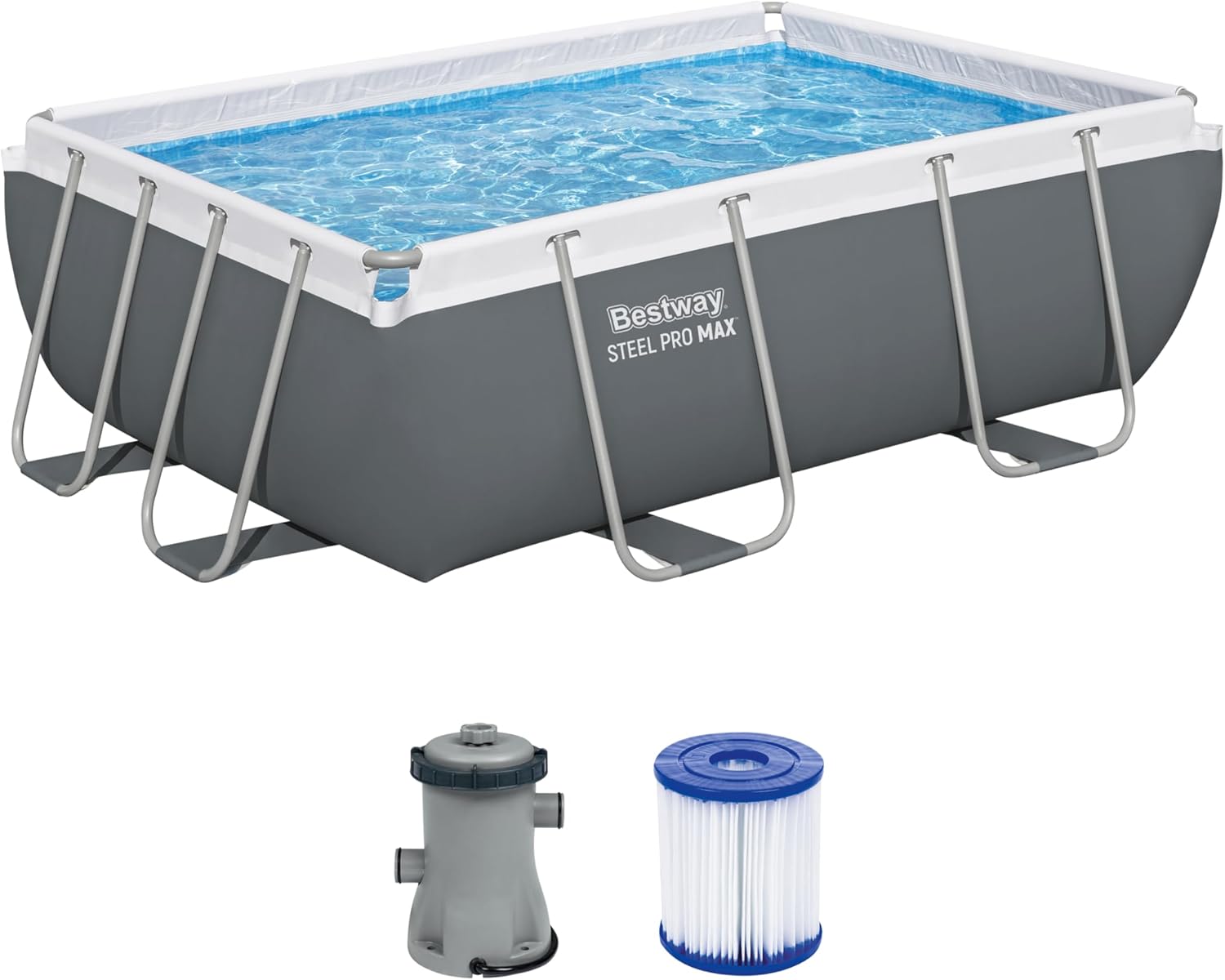 Bestway Juego de Piscina Rectangular de 9'3" x 6'5" x 33"/2.82 m x 1.96 m x 84 cm