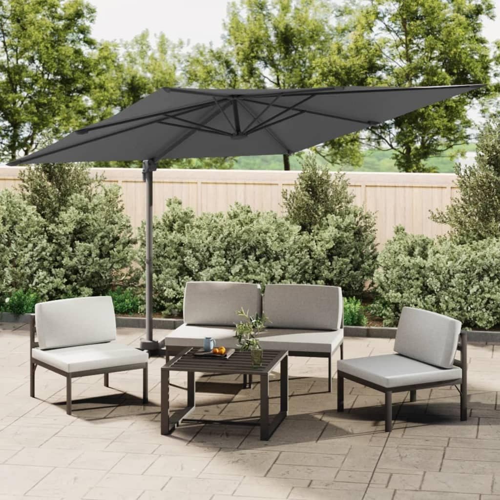 Paraguas voladizo LED antracita, 400 x 300 cm