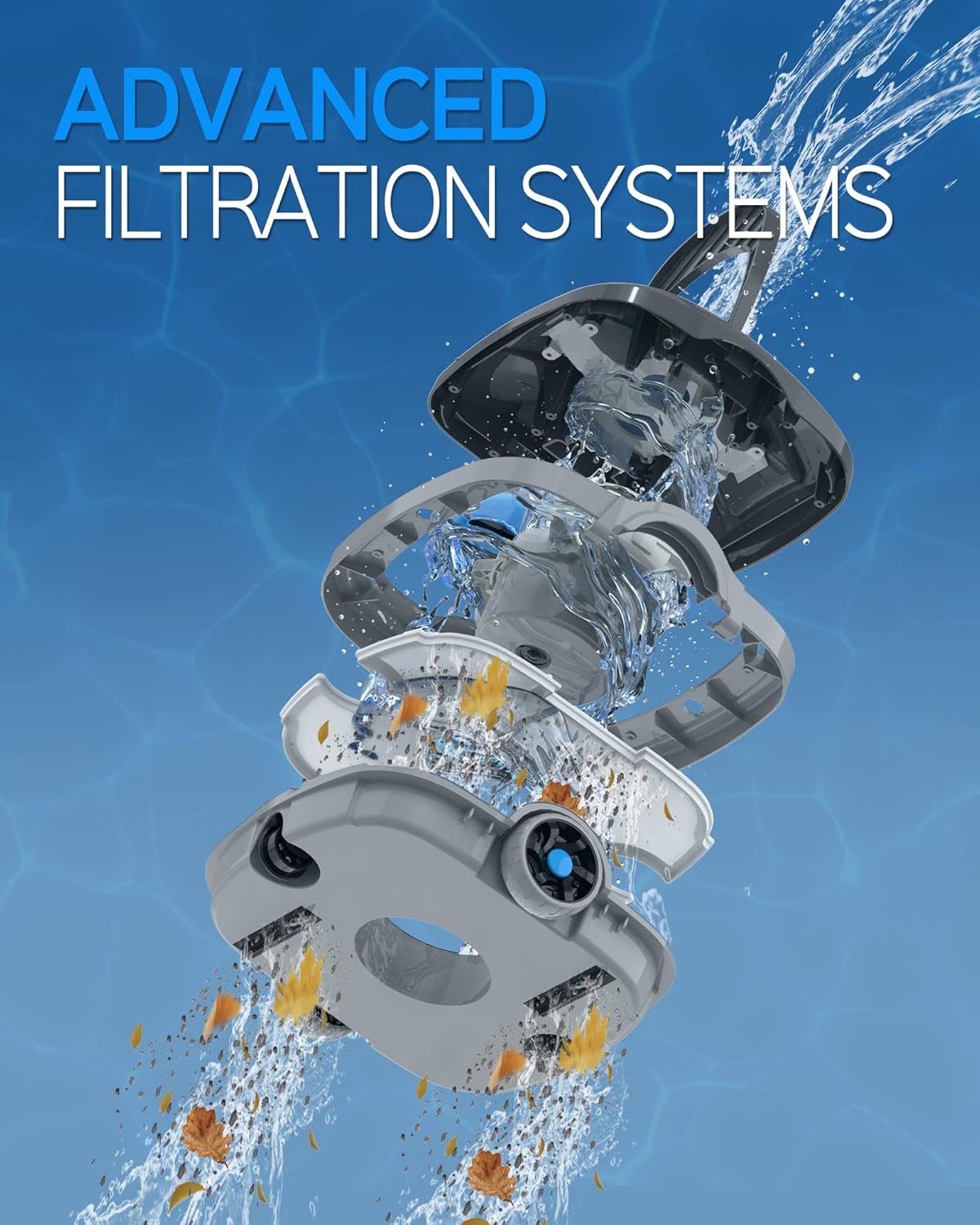 Robot Limpiafondos Piscina Electrico sin Cable para Aspirador Piscinas de hasta 80m², 100 Mins Doble Filtración y Estacionamiento Automático, Robot Limpiafondos Piscina con Motores de Doble Tracción