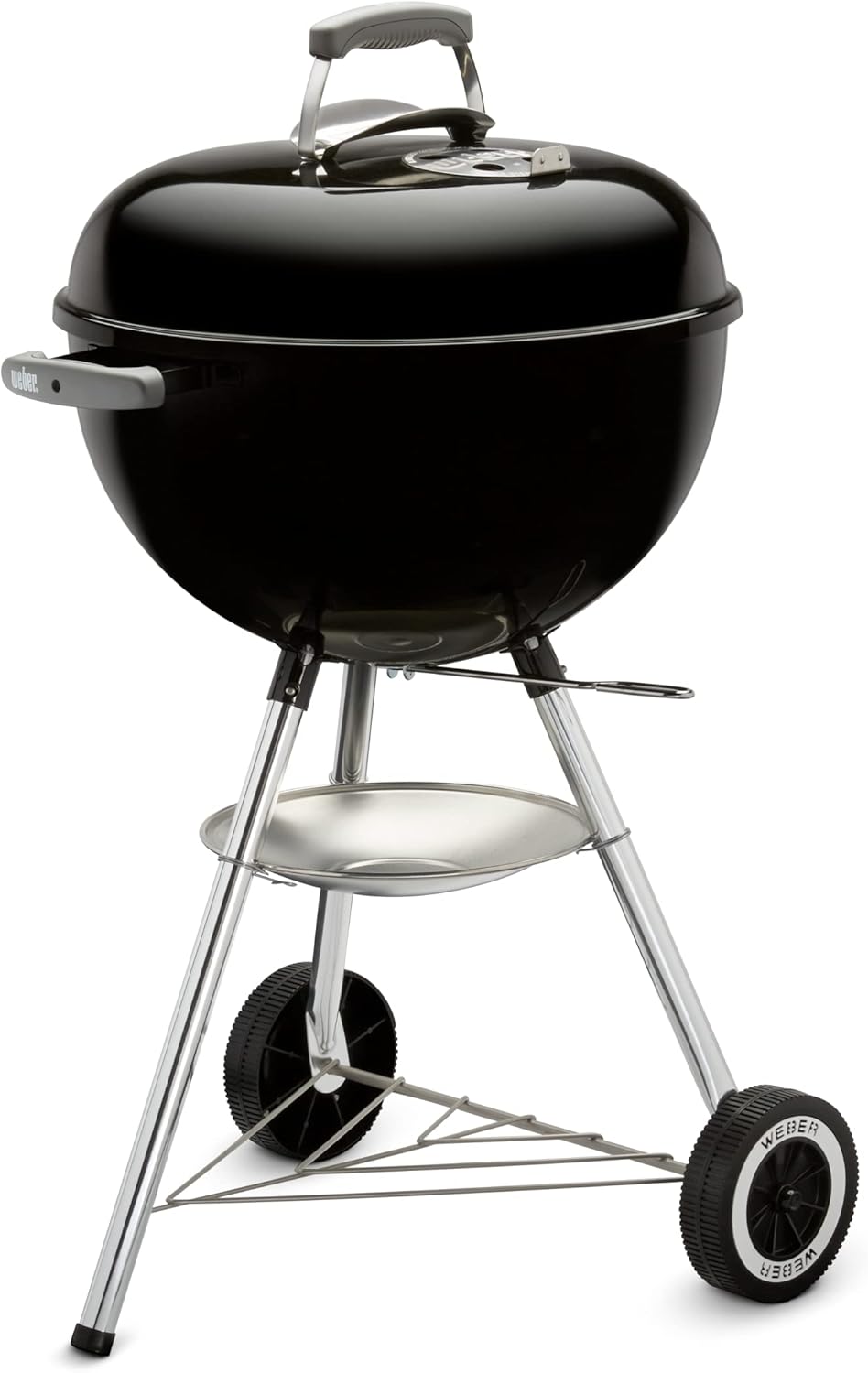 Weber Grill Węglowy Weber Original Kettle Premium, Pokryty Emalią Porcelanową, Powierzchnia Grillowania 57cm, System Czyszczenia One-Touch, Termometr w Pokrywie, Stojak Trójnożny, Kółka, Czarny