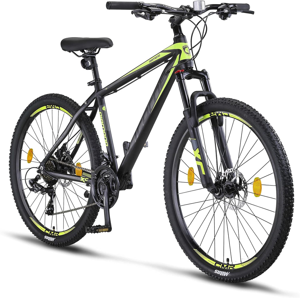 Licorne Bike Diamond Premium - Bicicleta de montaña de aluminio para niños, niñas, hombres y mujeres, cambio de 21 velocidades, freno de disco, horquilla delantera ajustable de 26, 27,5 y 29 pulgadas