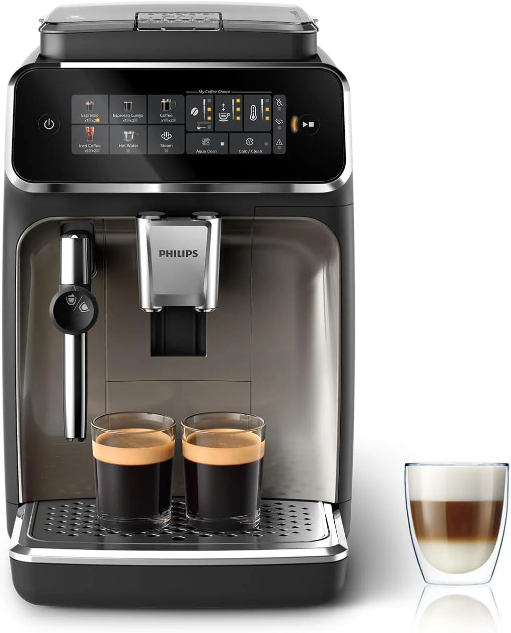 Philips 2200 Series Automatic Espresso Maker - 2 Coffees, Touch Screen, Classic Milk Frother, Ceramic Grinder, Matte Black (EP2220/10)