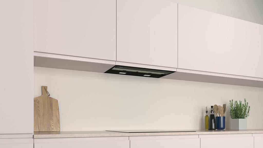 Balay – Campana Extractora Decorativa Integrable, 60 cm de ancho, 4 potencias de extracción, Instalación en Salida de Humos o Recirculación, Negro, 3BD967GN
