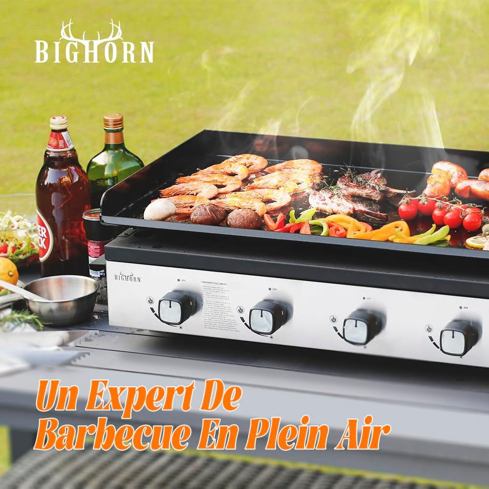 BIGHORN Plancha Grill - Barbacoa de gas – Tabletop – Portátil – 4 Quemadores