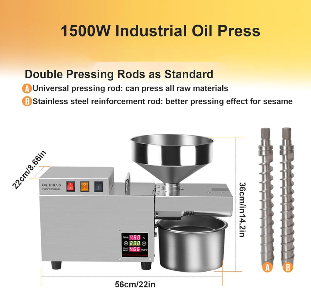 Prensa De Aceite Eléctrica Trituradora De Aceitunas 820 W, Máquina Para Exprimir El Aceite, Temperatura Ajustable 40-240 °c, Automática Trituradora De Aceite, Cacahuetes Commercial1500W