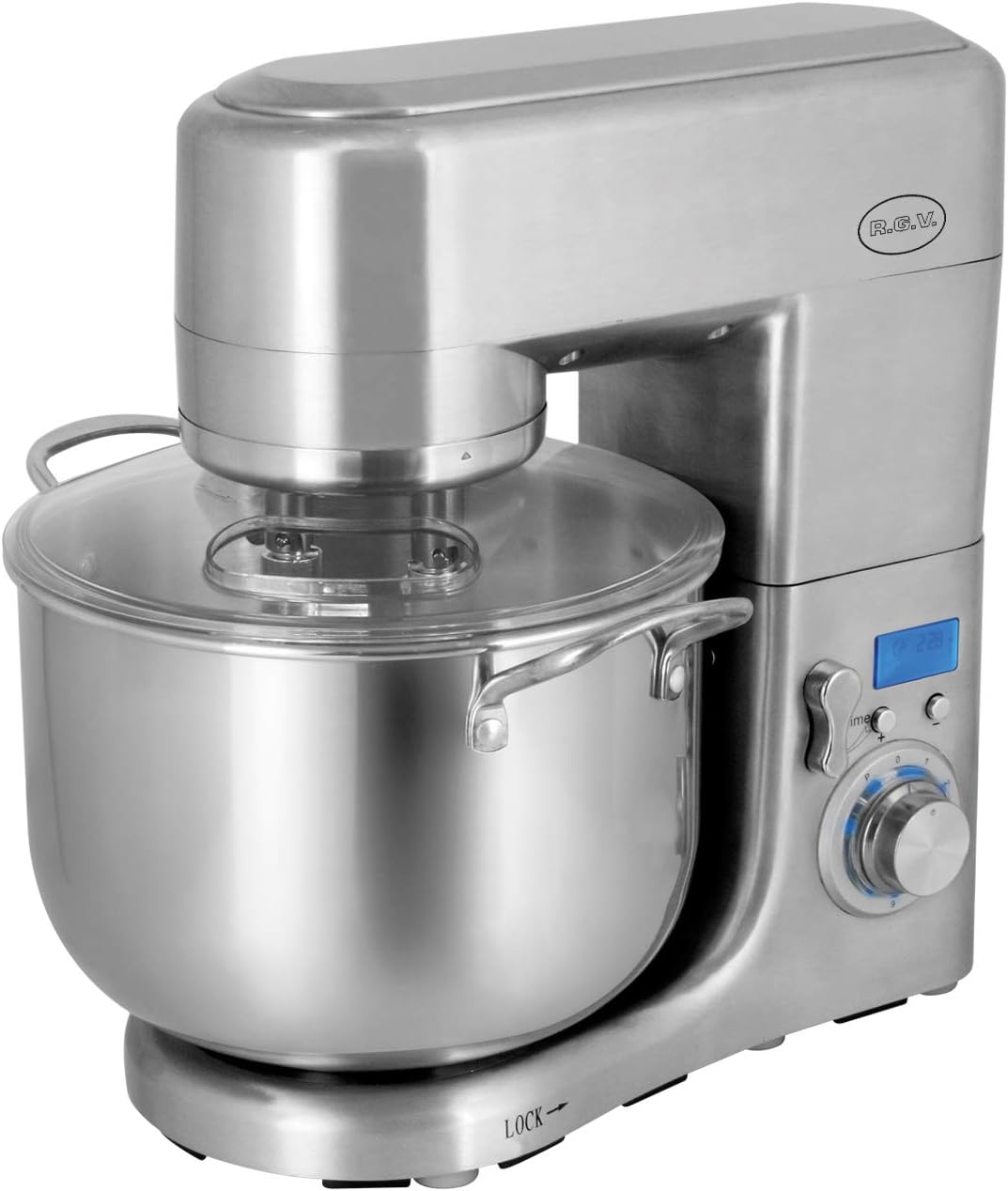 RGV Pastaprof PL10S amasadora planetaria, capacidad 10 l, doble gancho, 1500 W, 6 velocidades, color plateado, W