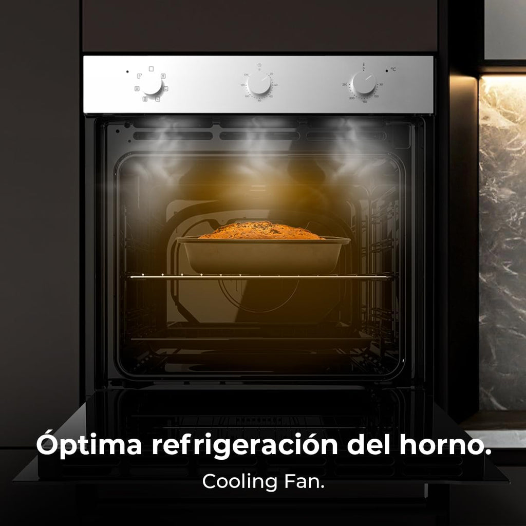 Cecotec Horno Integrable Multifunción 70L Bolero Hexa M236000 Line Time. 2800W, 6 Funciones, Temporizador, Steam Base XXL, Steam Assist, Steam EasyClean, Cooling Fan, Modo Defrost, Eco, Convección