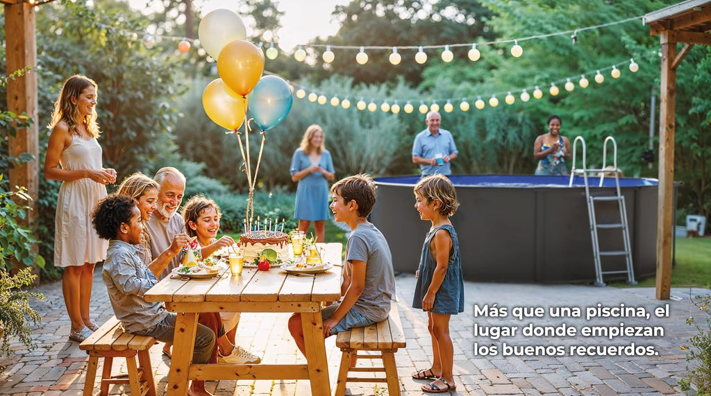 Gre KIT240GF Piscina de Acero Elevada, Redonda con Aspecto Acero Grafito, Piscinas Desmontables para Jardín, 240 x 120 cm, Kea