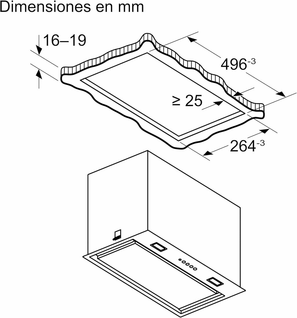 Bosch - Módulo de Integración, Serie 6, 52 cm de ancho, Iluminación LED, acero inoxidable, DLN78PC60
