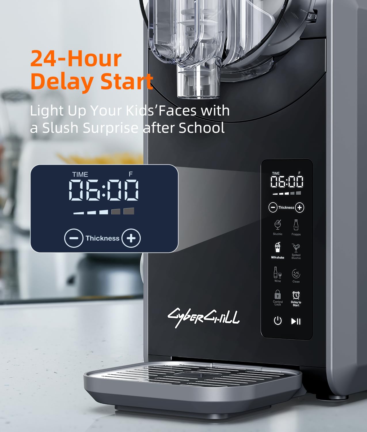 2025 Máquina de granizados con inicio diferido de 24 horas y mantenimiento en frío, capacidad de 68 oz, función autonetificante, máquina de bebidas heladas con 5 programas preconfigurados, margaritas congeladas, batidos y más