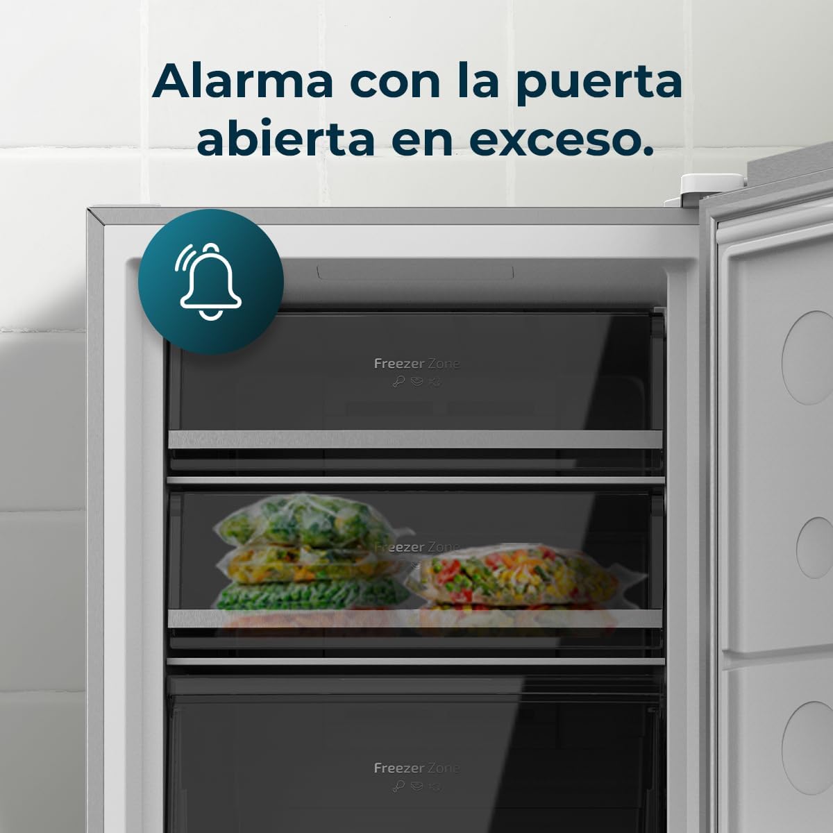 Cecotec Congelador Vertical de 380L Bolero CoolMarket UF 380 inox D. 1950W, Motor Inverter Plus, Bajo Consumo, Total No Frost, Display door, Convertible a frigorífico, Multi Airflow