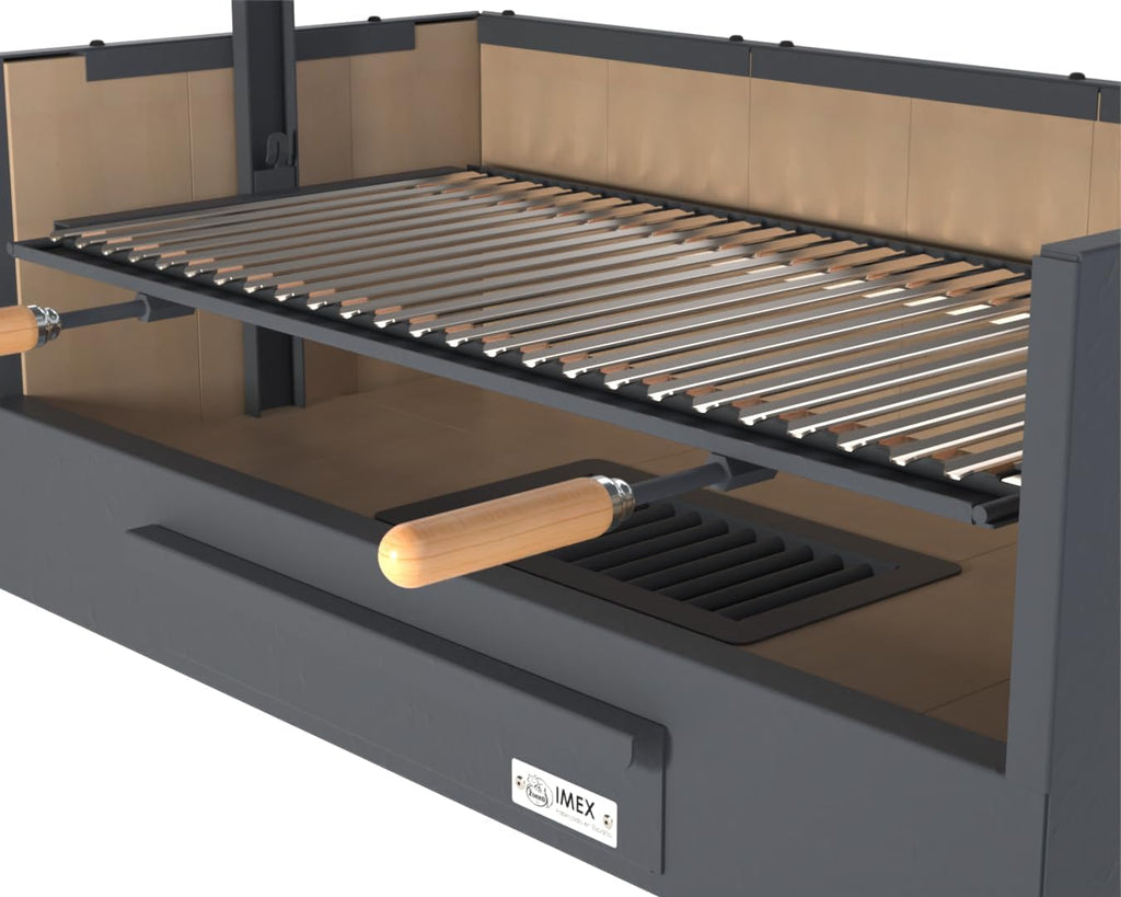 Imex El Zorro – Cajón Barbacoa con Ladrillo Refractario | 90x48x65 cm | Estructura Robusta de Acero y Alta Retención de Calor | Ideal para Barbacoas de Carbón y Leña en Exteriores