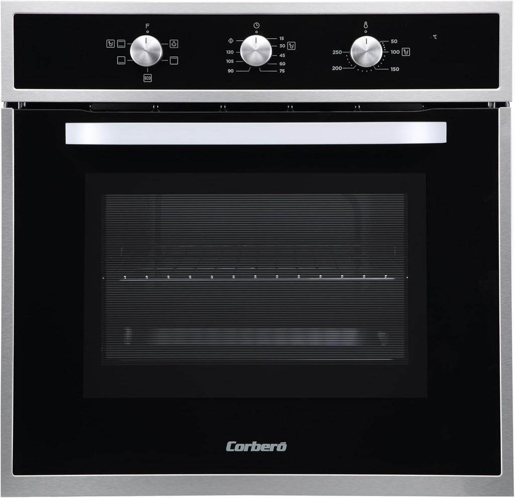 Corberó - Horno convección 70L | CCHM603X | 60x60x58 cm |Convencional con 4 Programas | Luz Interior | Limpieza Hidrólisis | Puerta Doble Cristal | 2100W | Negro perfil Inox