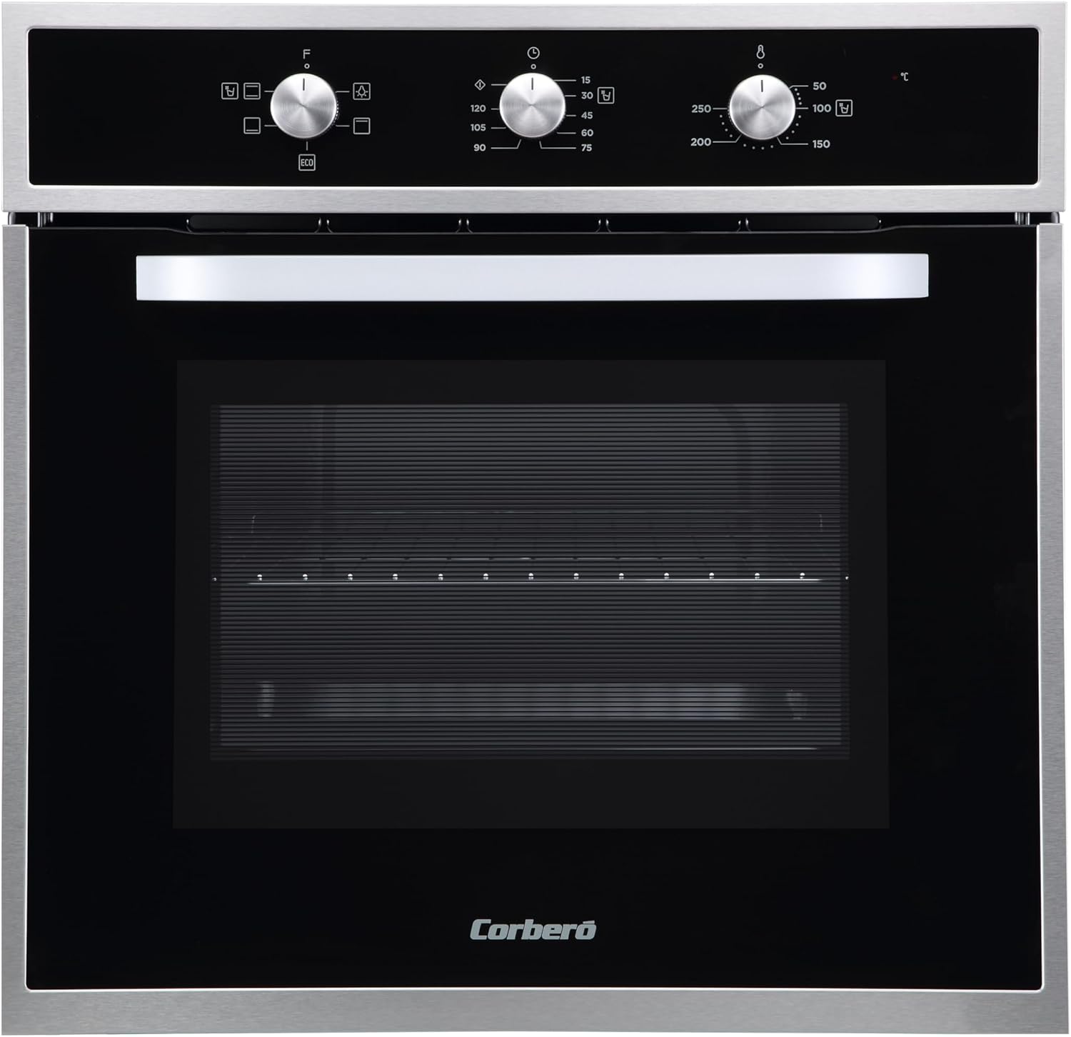 Corberó - Horno convección 70L | CCHM603X | 60x60x58 cm |Convencional con 4 Programas | Luz Interior | Limpieza Hidrólisis | Puerta Doble Cristal | 2100W | Negro perfil Inox