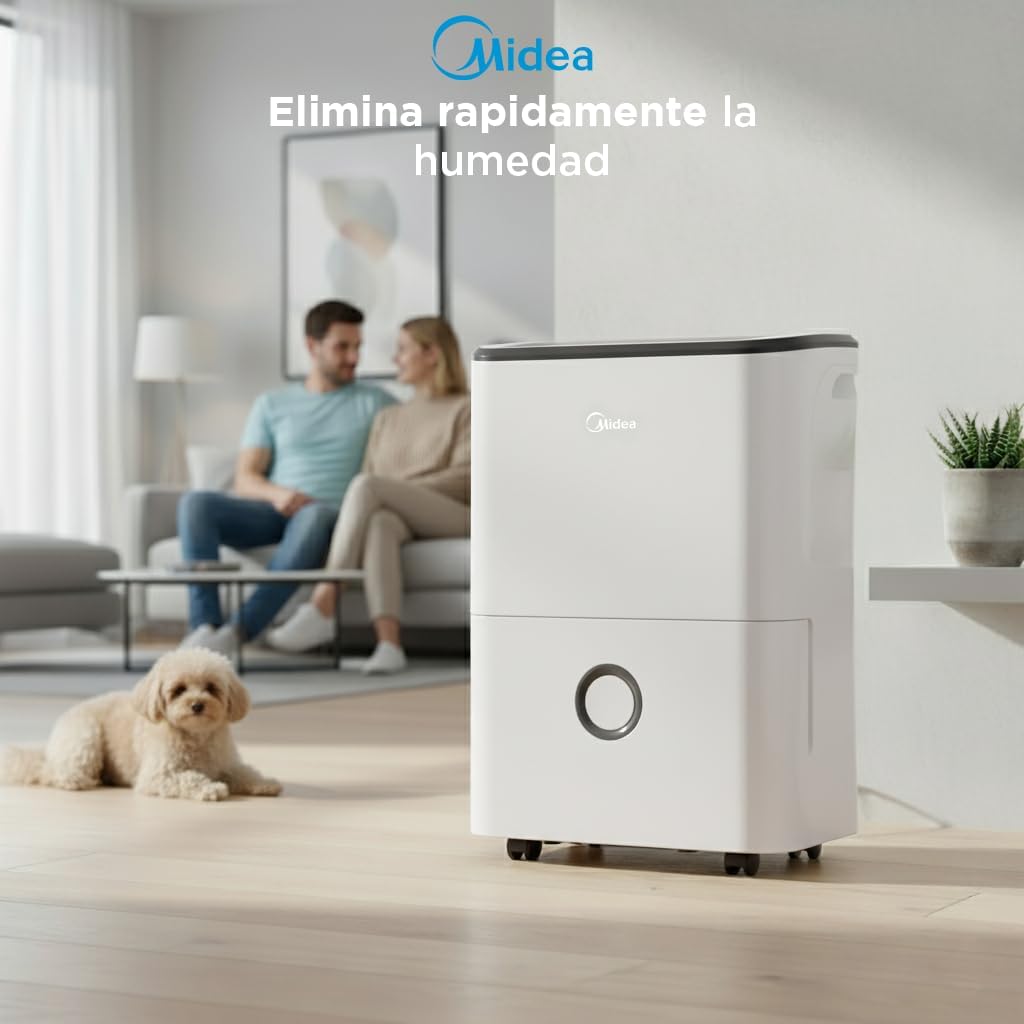 Midea Deshumidificador de Humedad 20L Silencioso | WiFi/App, Modo Secado de Ropa y Auto Antihumedad, Purificador Eléctrico Antibacterias, moho y Condensación | Ideal en habitaciones hasta 50m2/150m3