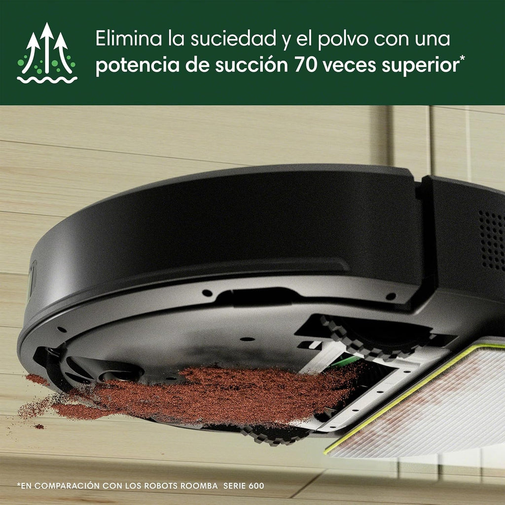 iRobot Roomba 105 Combo y Base AutoEmpty con autovaciado de 75 días, Aspirador y friegasuelos, Clearview LiDAR, 7000Pa,120 mins, SmartScrub, Evita obstáculos,Recarga y reanuda,App, 3 Modos Limpieza_N