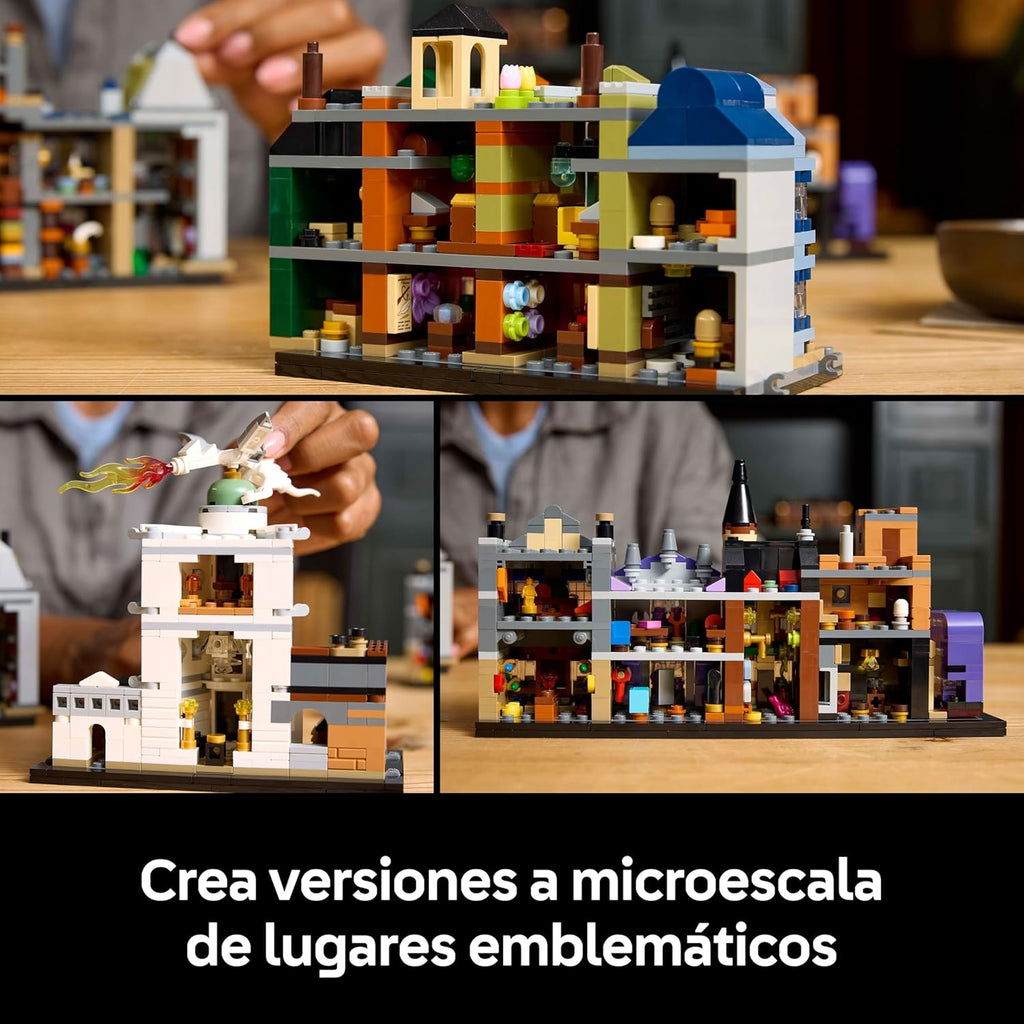 Harry Potter Tiendas Mágicas del Callejón Diagon Maqueta para Adultos y 12 Micro Figuras de Colección, Autobús Noctámbulo, Regalo para Mujeres y Hombres, Decoración Dormitorio, Set de Magia 76444