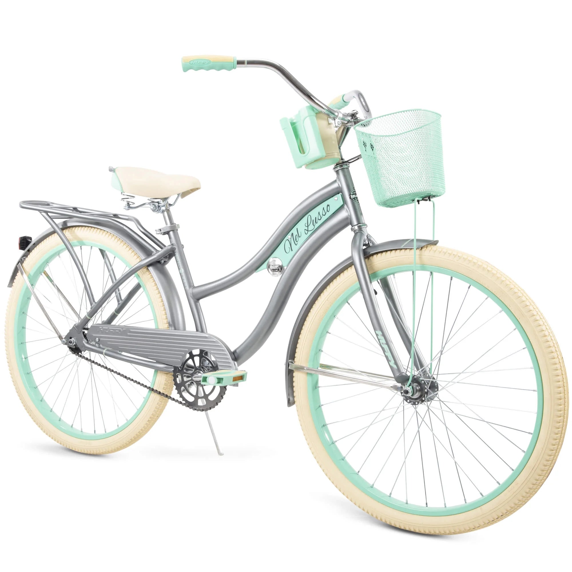 2025 Bicicleta Cruiser Clásica Huffy Nel Lusso con cuadro Perfect Fit, Mujer, Azul Claro, 26"