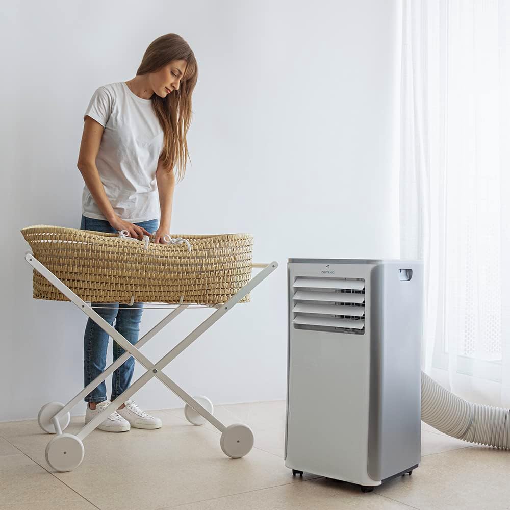 Cecotec Aire Acondicionado Portátil con Mando a Distancia ForceClima 9100. 9000 BTU, Bajo Consumo, Pantalla LED, 4 Modos, 2 Velocidades, Cobertura 20-25m2