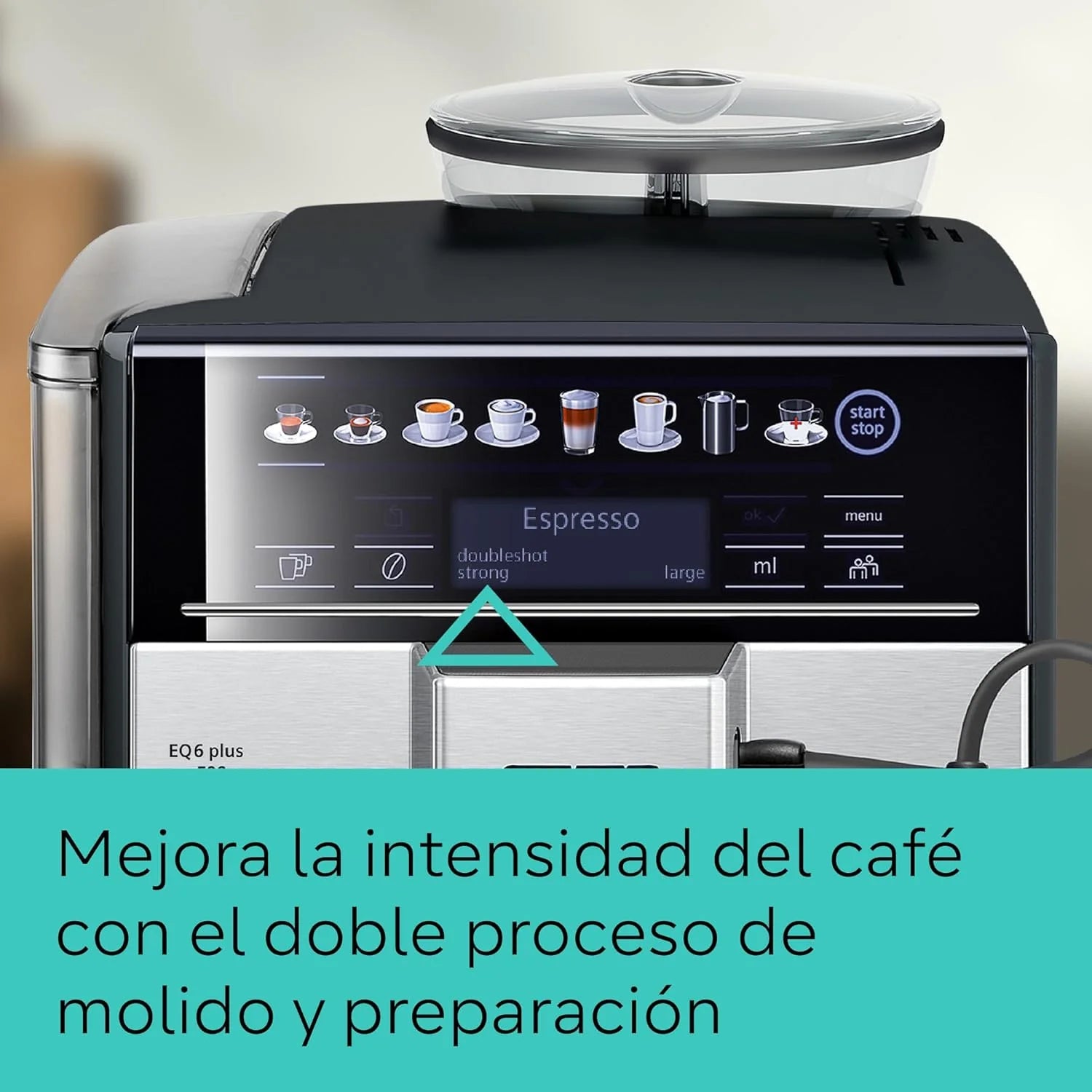 Siemens - Superautomatic coffee maker, EQ6 plus s500, aromaDouble Shot, autoMilk Clean, ceramDrive, Display CoffeeSelect, Black/Inox, TE655203RW